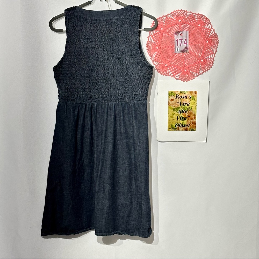 Calvin Klein Tank Denim Dress Dark Wash Elastic Bodice Large - Picture 5 of 16
